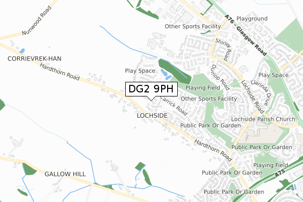 DG2 9PH map - small scale - OS Open Zoomstack (Ordnance Survey)