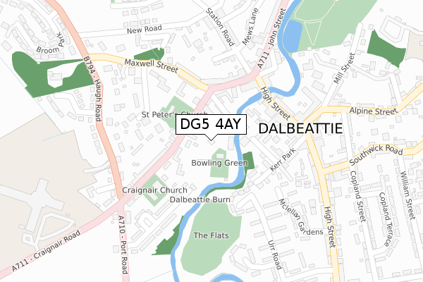 DG5 4AY map - large scale - OS Open Zoomstack (Ordnance Survey)