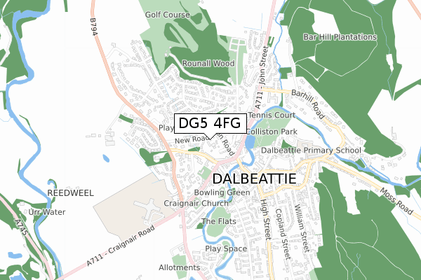 DG5 4FG map - small scale - OS Open Zoomstack (Ordnance Survey)