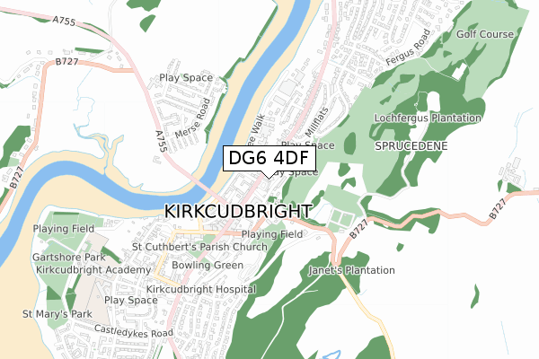 DG6 4DF map - small scale - OS Open Zoomstack (Ordnance Survey)