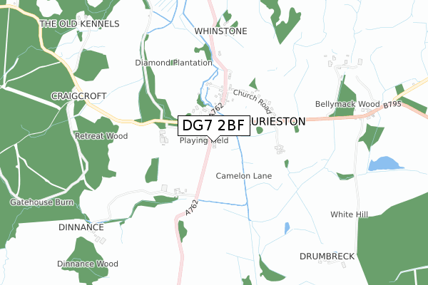 DG7 2BF map - small scale - OS Open Zoomstack (Ordnance Survey)