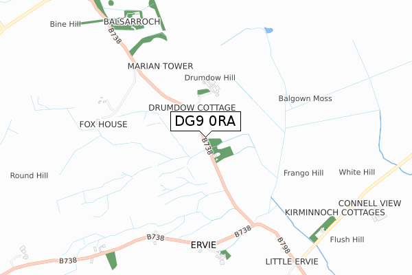 DG9 0RA map - small scale - OS Open Zoomstack (Ordnance Survey)