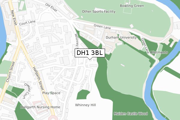 DH1 3BL map - large scale - OS Open Zoomstack (Ordnance Survey)