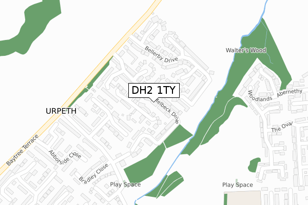 DH2 1TY map - large scale - OS Open Zoomstack (Ordnance Survey)