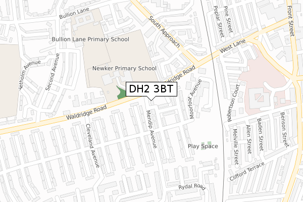 DH2 3BT map - large scale - OS Open Zoomstack (Ordnance Survey)