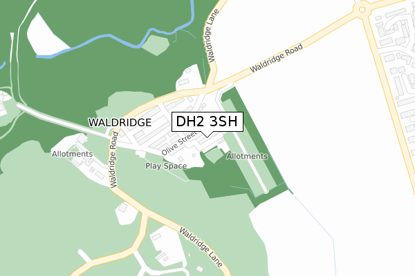 DH2 3SH map - large scale - OS Open Zoomstack (Ordnance Survey)