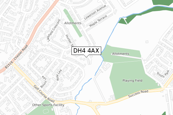 DH4 4AX map - large scale - OS Open Zoomstack (Ordnance Survey)