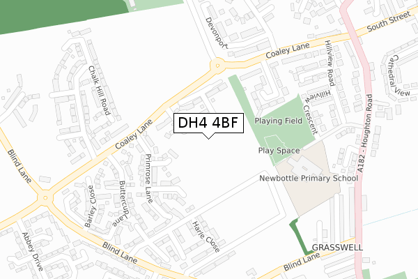 DH4 4BF map - large scale - OS Open Zoomstack (Ordnance Survey)