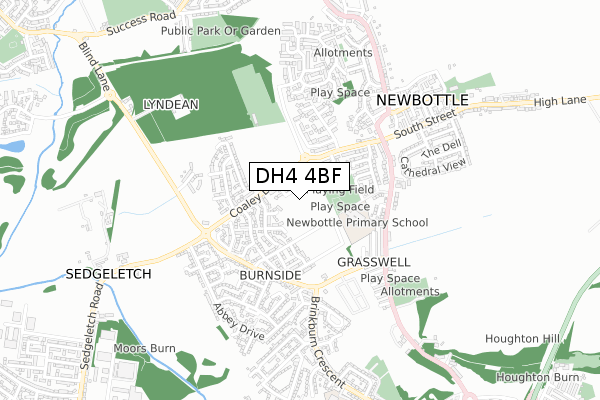 DH4 4BF map - small scale - OS Open Zoomstack (Ordnance Survey)