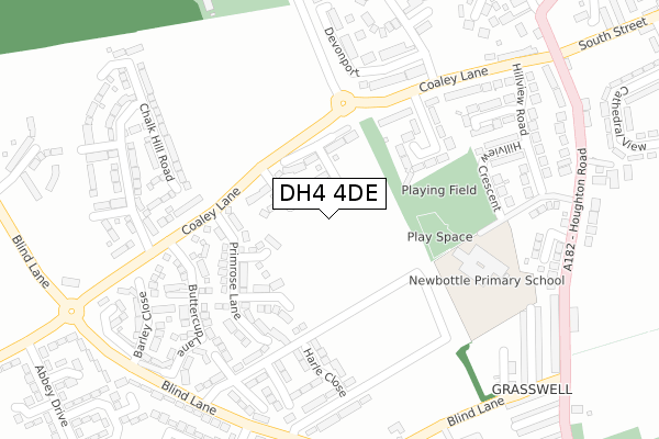 DH4 4DE map - large scale - OS Open Zoomstack (Ordnance Survey)