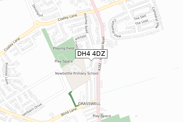 DH4 4DZ map - large scale - OS Open Zoomstack (Ordnance Survey)