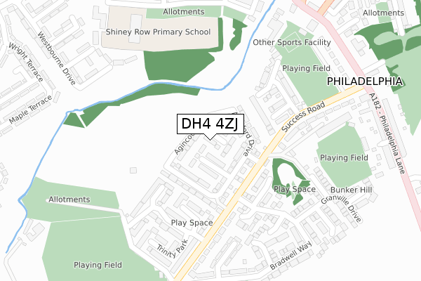 DH4 4ZJ map - large scale - OS Open Zoomstack (Ordnance Survey)