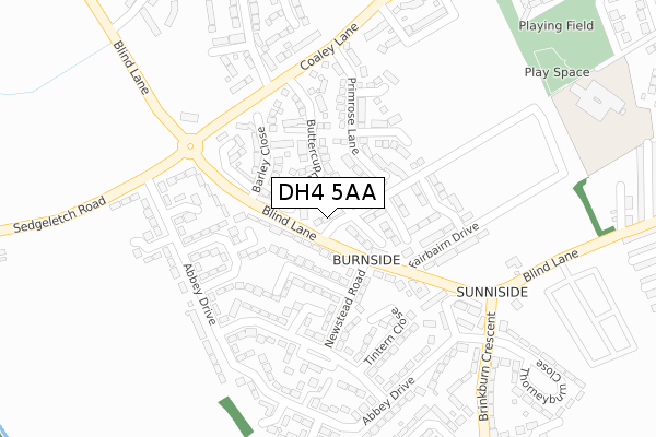 DH4 5AA map - large scale - OS Open Zoomstack (Ordnance Survey)