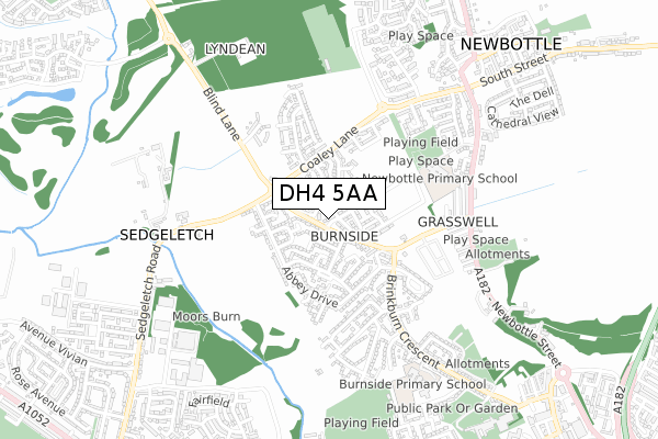 DH4 5AA map - small scale - OS Open Zoomstack (Ordnance Survey)