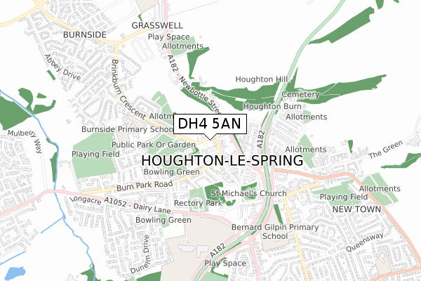 DH4 5AN map - small scale - OS Open Zoomstack (Ordnance Survey)