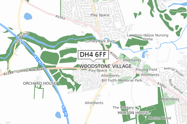 DH4 6FF map - small scale - OS Open Zoomstack (Ordnance Survey)