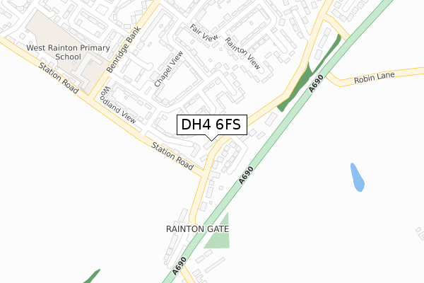 DH4 6FS map - large scale - OS Open Zoomstack (Ordnance Survey)