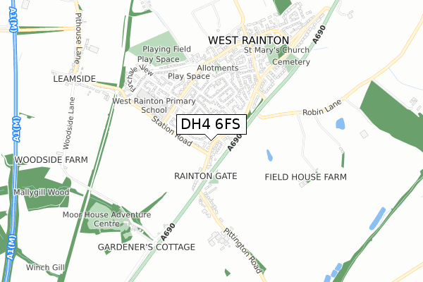 DH4 6FS map - small scale - OS Open Zoomstack (Ordnance Survey)