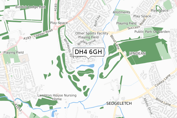 DH4 6GH map - small scale - OS Open Zoomstack (Ordnance Survey)