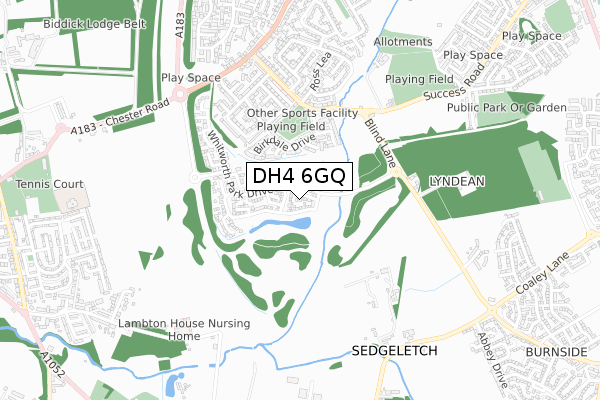 DH4 6GQ map - small scale - OS Open Zoomstack (Ordnance Survey)