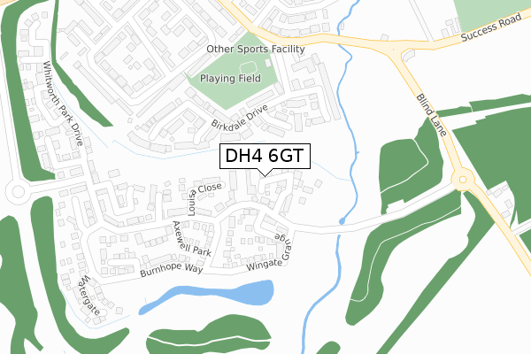 DH4 6GT map - large scale - OS Open Zoomstack (Ordnance Survey)