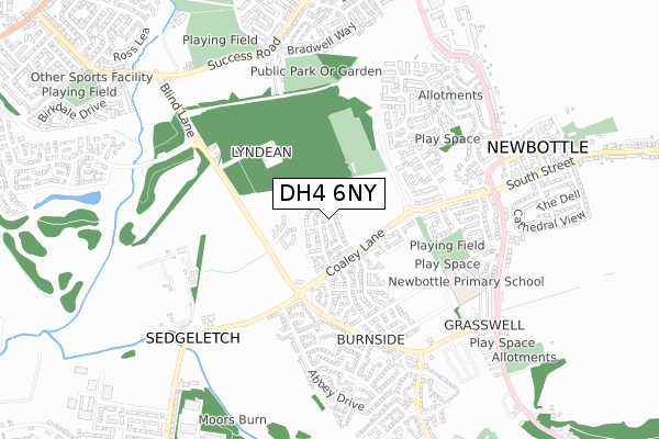 DH4 6NY map - small scale - OS Open Zoomstack (Ordnance Survey)