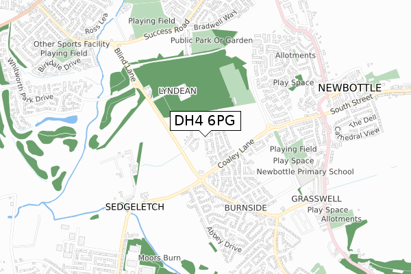 DH4 6PG map - small scale - OS Open Zoomstack (Ordnance Survey)