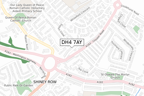 DH4 7AY map - large scale - OS Open Zoomstack (Ordnance Survey)