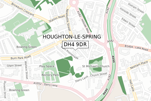 DH4 9DR map - large scale - OS Open Zoomstack (Ordnance Survey)