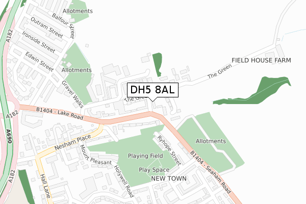 DH5 8AL map - large scale - OS Open Zoomstack (Ordnance Survey)