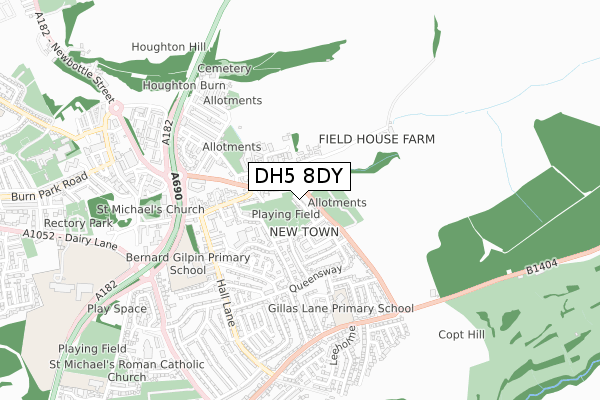 DH5 8DY map - small scale - OS Open Zoomstack (Ordnance Survey)