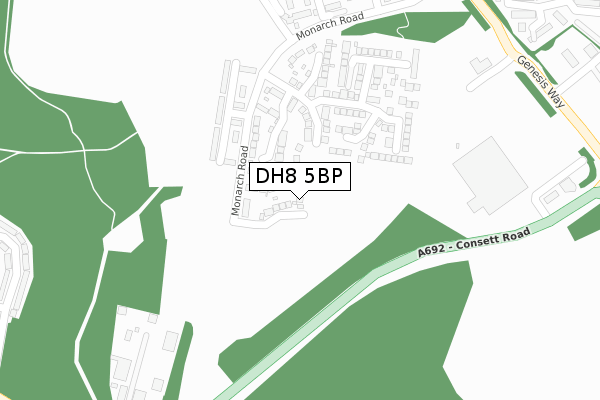 DH8 5BP map - large scale - OS Open Zoomstack (Ordnance Survey)