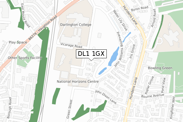 DL1 1GX map - large scale - OS Open Zoomstack (Ordnance Survey)