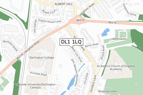 DL1 1LQ map - large scale - OS Open Zoomstack (Ordnance Survey)