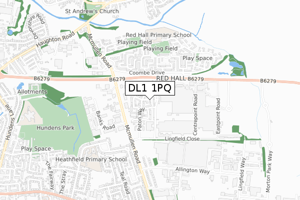 DL1 1PQ map - small scale - OS Open Zoomstack (Ordnance Survey)