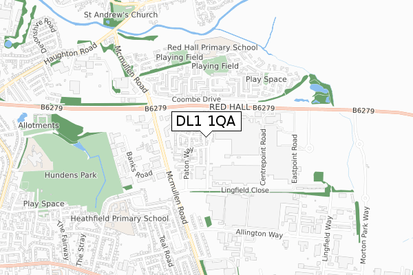 DL1 1QA map - small scale - OS Open Zoomstack (Ordnance Survey)