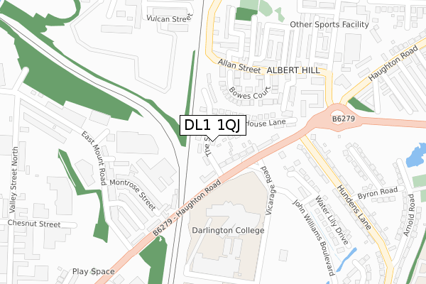 DL1 1QJ map - large scale - OS Open Zoomstack (Ordnance Survey)