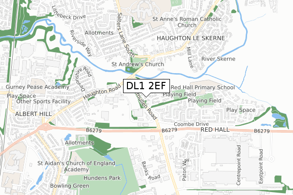 DL1 2EF map - small scale - OS Open Zoomstack (Ordnance Survey)