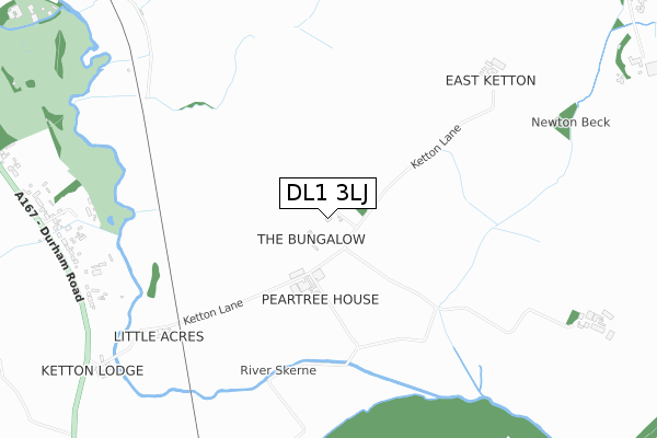 DL1 3LJ map - small scale - OS Open Zoomstack (Ordnance Survey)