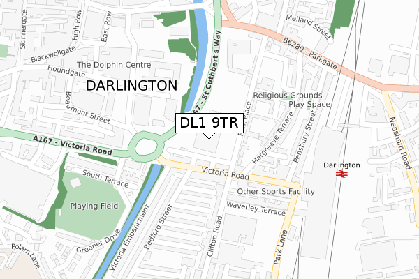 DL1 9TR map - large scale - OS Open Zoomstack (Ordnance Survey)