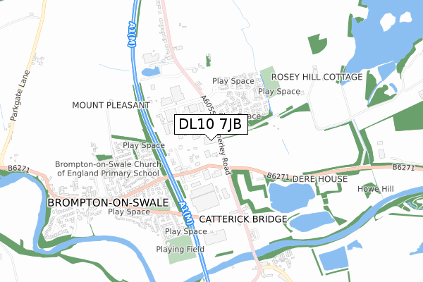 DL10 7JB map - small scale - OS Open Zoomstack (Ordnance Survey)