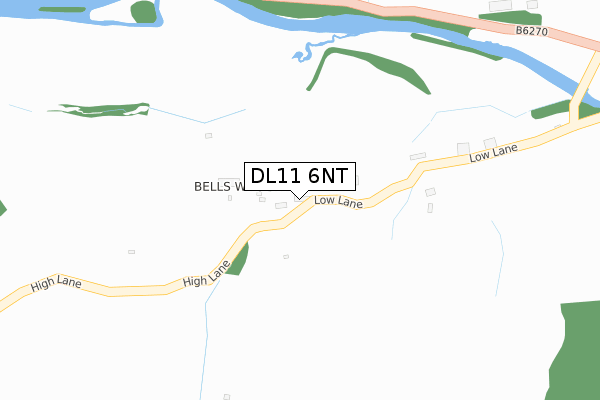 DL11 6NT map - large scale - OS Open Zoomstack (Ordnance Survey)