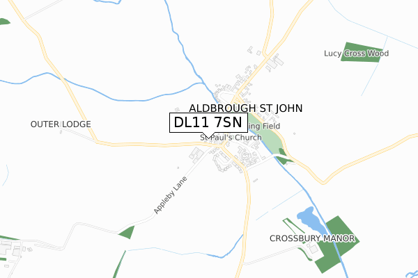 DL11 7SN map - small scale - OS Open Zoomstack (Ordnance Survey)