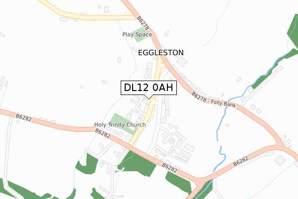 DL12 0AH map - large scale - OS Open Zoomstack (Ordnance Survey)