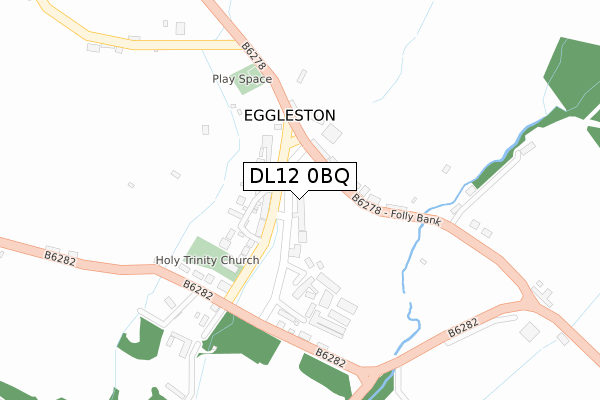 DL12 0BQ map - large scale - OS Open Zoomstack (Ordnance Survey)