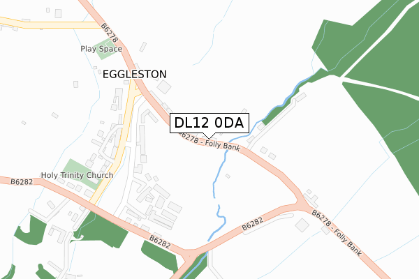 DL12 0DA map - large scale - OS Open Zoomstack (Ordnance Survey)