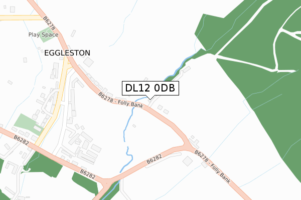 DL12 0DB map - large scale - OS Open Zoomstack (Ordnance Survey)