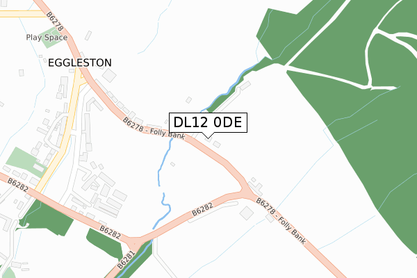 DL12 0DE map - large scale - OS Open Zoomstack (Ordnance Survey)