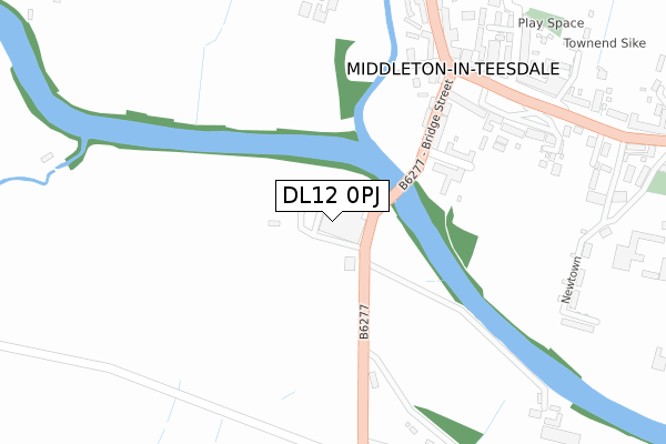 DL12 0PJ map - large scale - OS Open Zoomstack (Ordnance Survey)