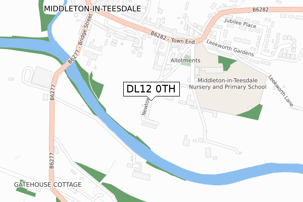 DL12 0TH map - large scale - OS Open Zoomstack (Ordnance Survey)